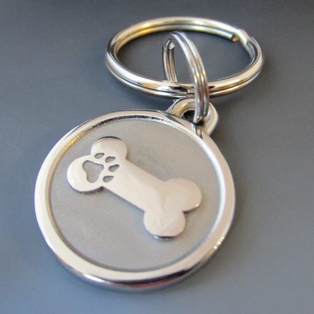 small stainless steel bone personalized dog keychain