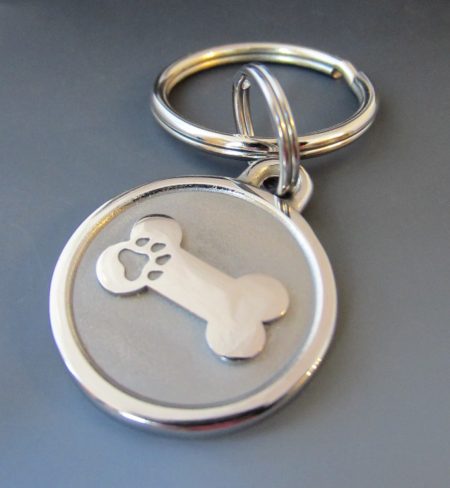small stainless steel bone personalized dog keychain