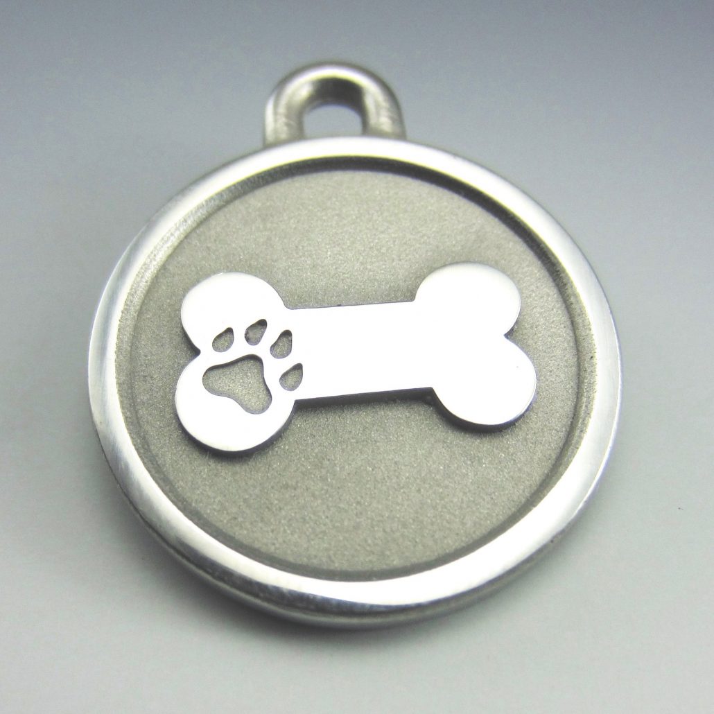 Stainless Steel Bone Pet ID Tag-Small Bone - Silver Paw Pet Tags