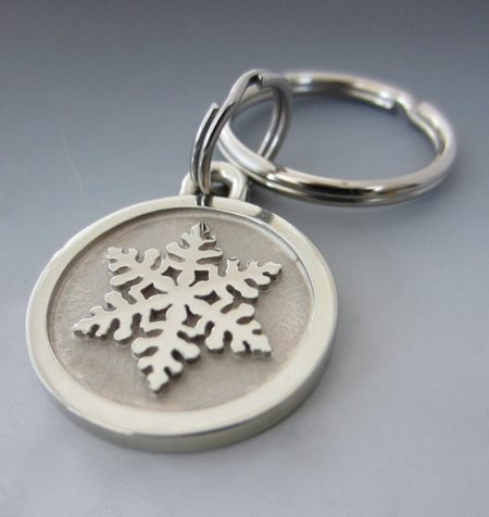Stainless Steel Snowflake Keychain/ Small Made in USA