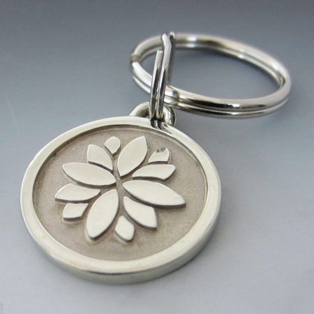 Stainless Steel Lotus Flower Keychain/ Small Made in USA