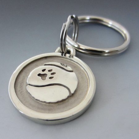 Small Stainless Steel Tennis Ball Pet Keychain