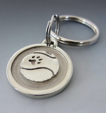 Small Stainless Steel Tennis Ball Pet Keychain