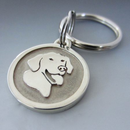 Small Stainless Steel Smiling Lab Customized Pet Keychain