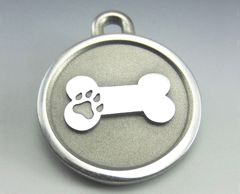 TagWorks® Elegance Collection Chrome Bone Personalized Pet ID Tag